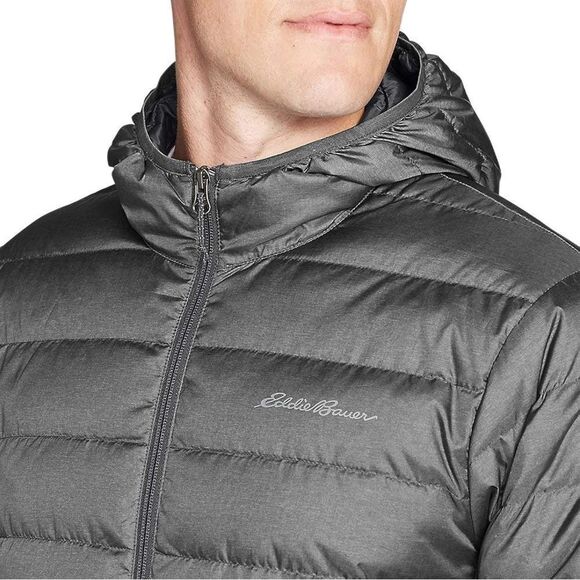 Eddie Bauer Men's CirrusLite Hooded Down Jacket Dark Smoke size‎ large nwt - Picture 8 of 11